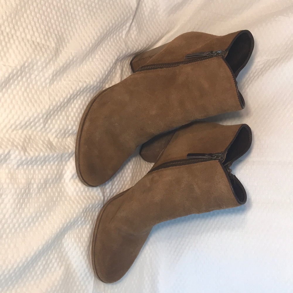 Cole Hahn suede booties double zip